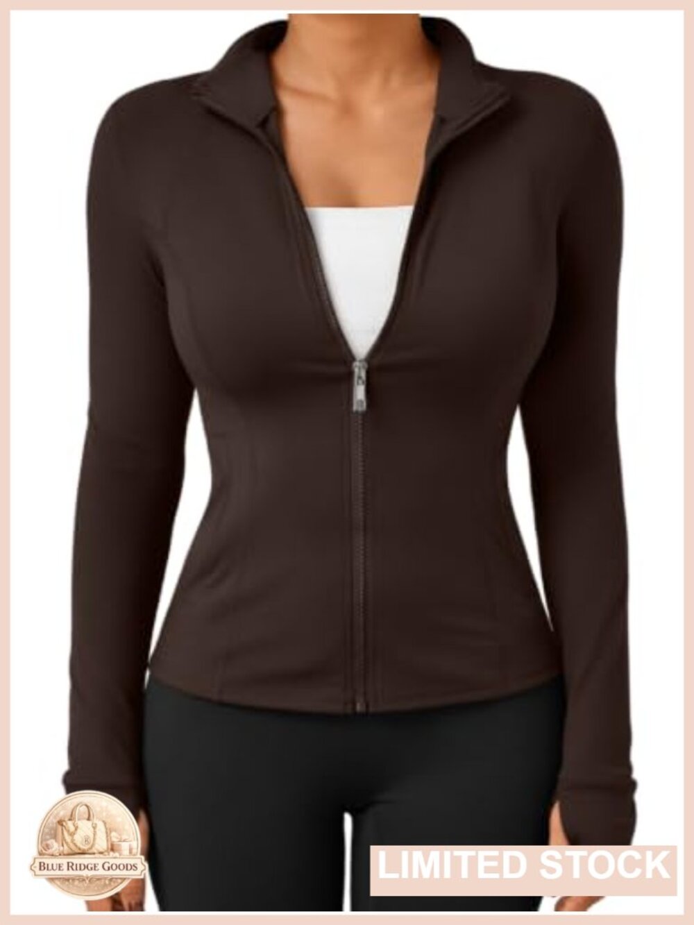 Lightweight High-Stretch Zip Up Running Jacket with Thumbholes